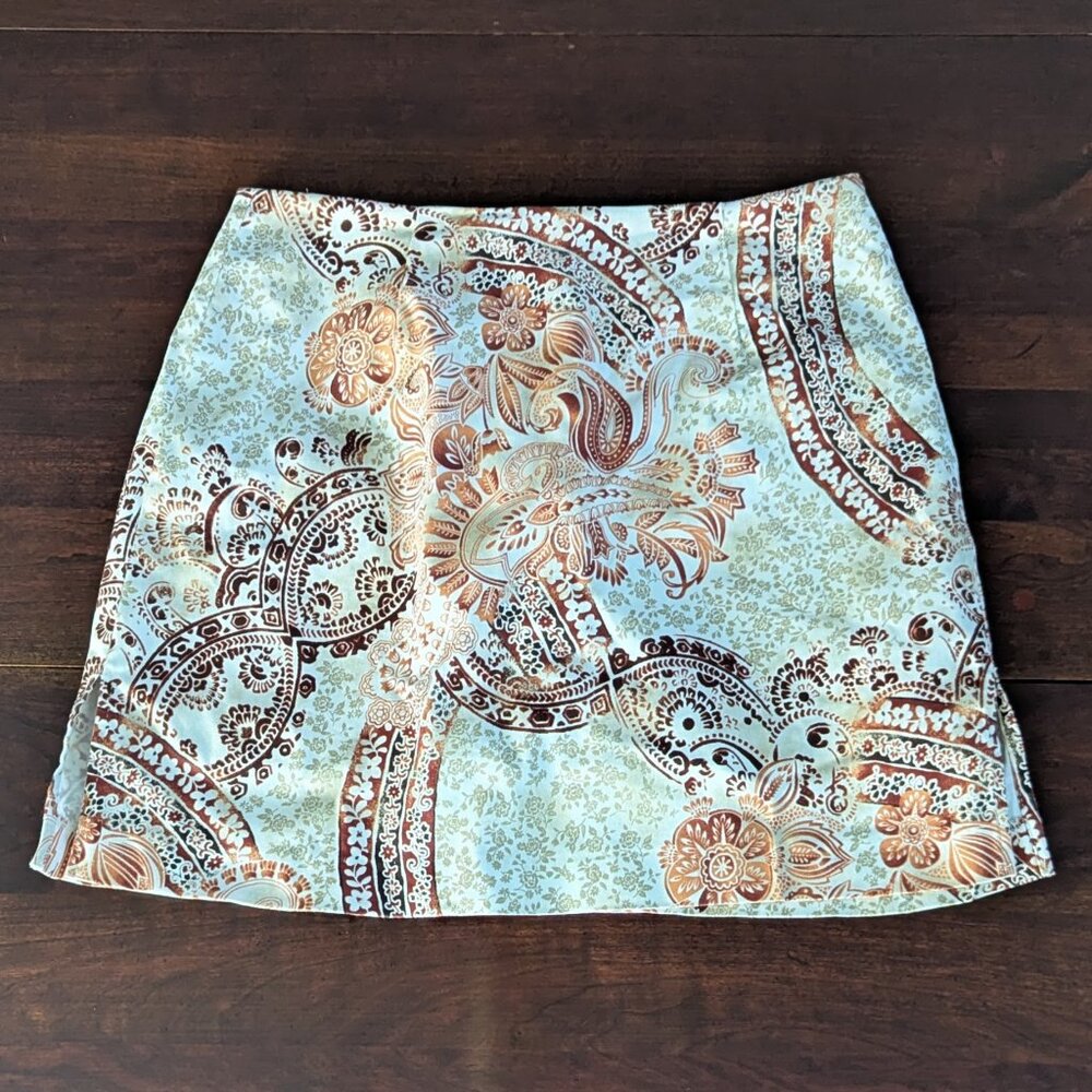 Bamboo Traders Womens 6 Brown Burnt Orange Paisley Floral Skirt Skort Y2K Boho